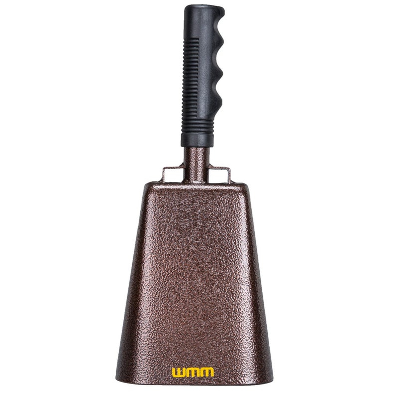 WMM 12 Inch Steel Cowbell with Handle Cheering Bell for Sports Events Large Solid School Bells & Chimes Percussion Musical Instruments Call Bell Alarm(Copper) - Image 1